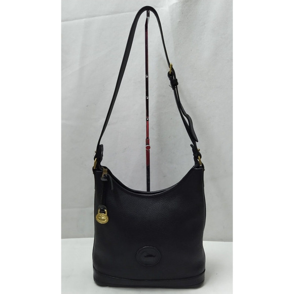 Dooney & Bourke Black Pebbled Leather Zipper Shoulder Bag - Vintage Made in USA - Picture 4 of 16